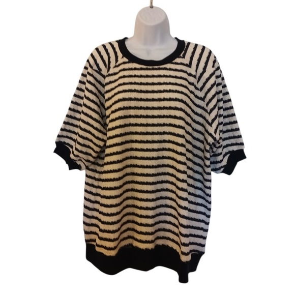 torrid Belle Isle Ribbed Raglan Crewneck Top Navy White Size 0, Lg 12 - Picture 10 of 16